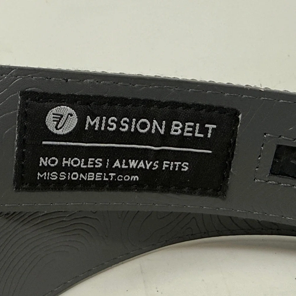 Mission Belt Mens Grey Webbed Nylon Ratchet Metal Buckle L XL 1.25in B165